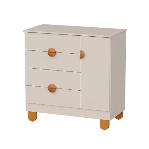 Cômoda Apolo 4 Gavetas MDF Puxador PVC Bege Fosco Reller Móveis