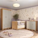 Ver imagem 1 de Quarto de Bebê Completo com Berço Americano 3 em 1/Guarda-Roupa/Cômoda Flor Multimóveis MP4942