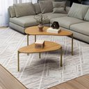 Ver imagem 1 de Mesa de Centro Mesa de Centro MDF Aço 92cm Freijó 2un Sala de Estar Dalla Costa Móveis