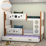 Beliche Solteiro Star com Cama Auxiliar Branco com Mel Acompanha Luminária Nuvem - 1