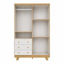 Ver imagem 4 de Guarda-Roupa Infantil 4 Portas 3 Gavetas 100% MDF 122cm Espresso Móveis Amêndoa/Branco Brilho