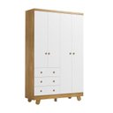 Ver imagem 2 de Guarda-Roupa Infantil 4 Portas 3 Gavetas 100% MDF 122cm Espresso Móveis Amêndoa/Branco Brilho