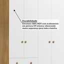 Ver imagem 5 de Guarda-Roupa Infantil 4 Portas 3 Gavetas 100% MDF 122cm Espresso Móveis Amêndoa/Branco Brilho