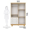 Ver imagem 3 de Guarda-Roupa Infantil 4 Portas 3 Gavetas 100% MDF 122cm Espresso Móveis Amêndoa/Branco Brilho