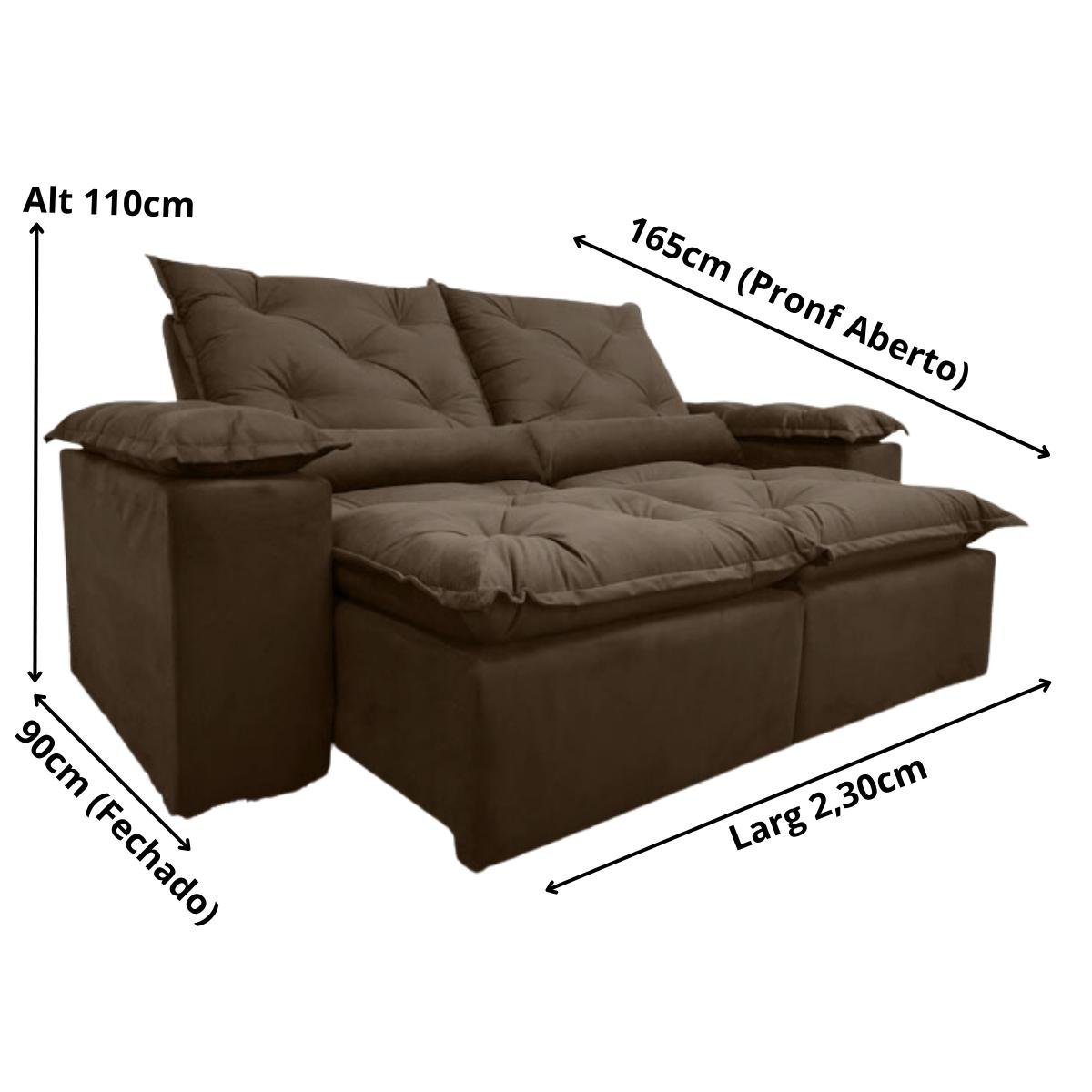 Sofa Reclinavel Retratil Fofinho P/ Assistir Series 2,30m Cor:Marrom - 6