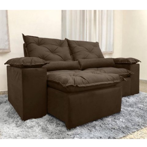 Sofa Reclinavel Retratil Fofinho P/ Assistir Series 2,30m Cor:Marrom