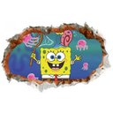 Ver imagem 2 de Adesivo Decorativo de Parede - Infantil - Parede Quebrada Bob Esponja