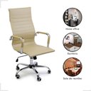 Ver imagem 2 de Kit 6 Cadeira Escritório Esteirinha Giratória Alta Ajustável - Bege