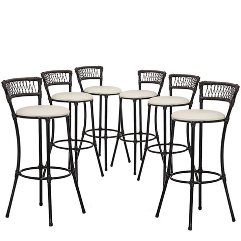 Kit 6 Banquetas Alta Forts Fio de Fibra Proteção UV Área Gourmet, Bar, Balcão, Área De Lazer, Cozinh