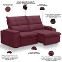 Ver imagem 6 de Sofá Retrátil Reclinável para Sala 3 Lugares 210cm Niels F04 Veludo Vermelho - Lyam Decor