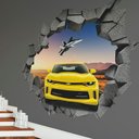 Ver imagem 1 de Adesivo 3D Buraco na Parede - Veloz Camaro X Caça Americano