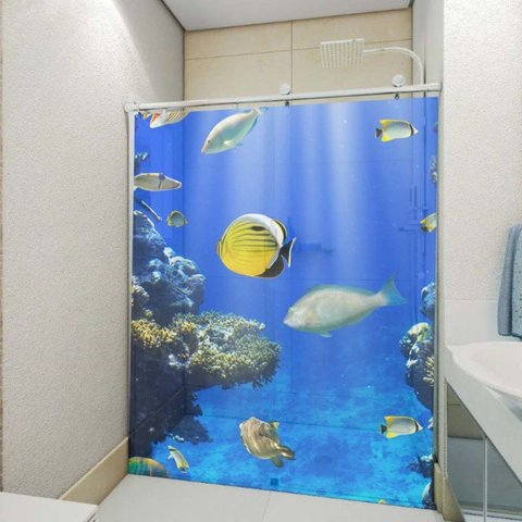 Adesivo Decorativo Para Box e Vidro 3D - Fundo do Mar 9
