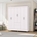 Ver imagem 1 de Guarda Roupa Casal Abruzzo 6 Portas de Bater 2 Gavetas com Cabideiro Branco G98 - Gran Belo