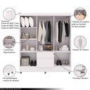 Ver imagem 3 de Guarda Roupa Casal Abruzzo 6 Portas de Bater 2 Gavetas com Cabideiro Branco G98 - Gran Belo