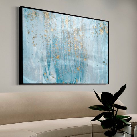 Quadro Decorativo Abstrato Mármore Piscina em Moldura Caixa Tacolado Moldura Trad 1cm Preta sem Vidr