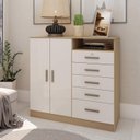 Ver imagem 1 de Cômoda com 5 Gavetas e 2 Portas 111cm 0143 Guatemala Genialflex