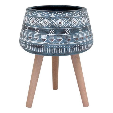 Cachepô Resina 52x40x40cm Cinza Vaso Decorativo Enfeite Casa Planta