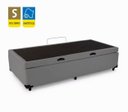 Ver imagem 2 de Cama Báu Box Base Solteiro Sintético Cinza com Pistões a Gás.
