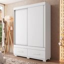 Ver imagem 1 de Guarda-roupa Solteiro Sereno 2 Portas 2 Gavetas Branco - Caemmun
