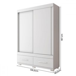 Guarda-roupa Solteiro Sereno 2 Portas 2 Gavetas Branco - Caemmun - 4