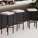 Ver imagem 2 de Kit 04 Banquetas Alta Bar Cozinha Sala de Jantar Preto Stella L02 Linho Cru - Lyam Decor