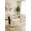 Ver imagem 1 de Poltrona Giratória com Encosto Curvo e Base Estofada Capri – Exclusiva Bouclé Off White