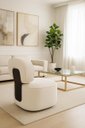 Ver imagem 1 de Poltrona Giratória com Encosto Curvo e Base Estofada Capri – Exclusiva Bouclé Off White