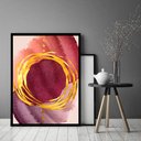 Ver imagem 1 de Quadro Decorativo Abstrato Círculo Dourado - 70x50cm:moldura Preta