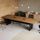 Ver imagem 1 de Mesa Reunião Escritório 3,00m X 1,10m 08 Pessoas com 2 Caixas para Tomadas e Tampo Bipartido 100%