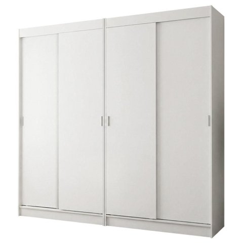 Conjunto 2 Guarda-Roupas 4 Portas de Correr Branco Tokio Madesa
