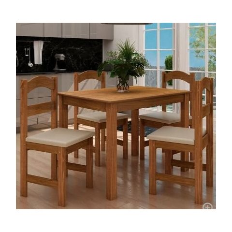 Mesa com 4 Cadeiras Madeira - Praiana Arauna Freijó Mod02