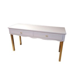 Mesa Aparador Clássico com 2 Gavetas em Laca Branca - 1