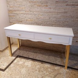 Mesa Aparador Clássico com 2 Gavetas em Laca Branca - 2
