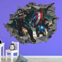 Ver imagem 1 de Adesivo 3D Buraco na Parede - Guerra Civil Capitão X Iron Man