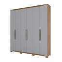 Ver imagem 1 de Guarda Roupa Casal Dallas 6 Portas e 4 Gavetas Nature/Cinza - Móveis Henn