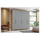 Ver imagem 2 de Guarda Roupa Casal Dallas 6 Portas e 4 Gavetas Nature/Cinza - Móveis Henn