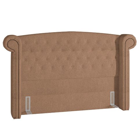 Cabeceira Cama Box Queen 160 Cm Sofia Bouclê Bege - Lyam Decor