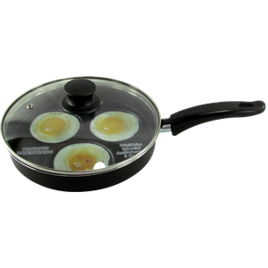 Frigideira 3 Ovos Teflon Com Tampa De Vidro N°22