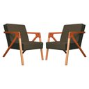 Ver imagem 1 de Conjunto 2 Poltronas Monalisa Com Braços de Madeira Corano Marrom - LM DECOR
