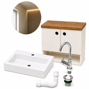 Ver imagem 5 de Kit Gabinete Banheiro Completo com Espelho Cuba Válvula Torneira e Sifão:Offwhite/Cedro