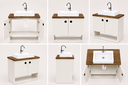 Ver imagem 4 de Kit Gabinete Banheiro Completo com Espelho Cuba Válvula Torneira e Sifão:Offwhite/Cedro