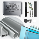 Ver imagem 4 de Porta Sacada de Aluminio Preto 3 Folhas Móveis de Vidro com Trinco 2,10x2,00