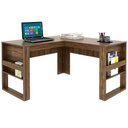 Ver imagem 3 de Mesa de Canto para Escritório em L Angular Detalhe Ripado Nogal/preto