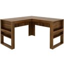 Ver imagem 4 de Mesa de Canto para Escritório em L Angular Detalhe Ripado Nogal/preto