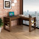 Ver imagem 6 de Mesa de Canto para Escritório em L Angular Detalhe Ripado Nogal/preto