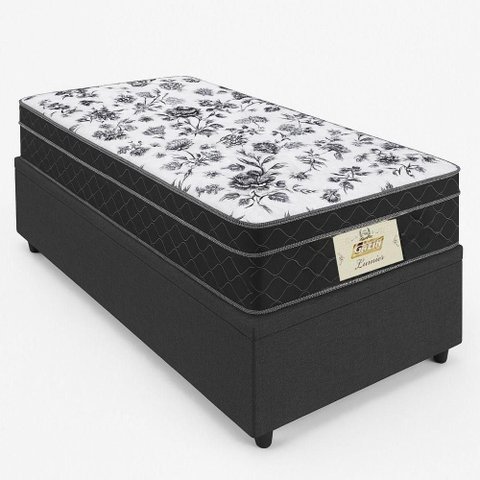 Box Baú Solteiro com Colchão Gazin Molas Bonnel Grafite/preto