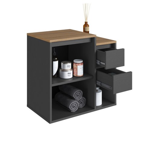 Gabinete de Banheiro Suspenso 60cm com 1 Porta e 2 Gavetas Bahamas Art In Móveis