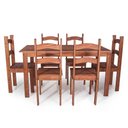 Ver imagem 4 de Conjunto Mesa de Jantar 6 Lugares com 6 Cadeiras em Madeira Maciça Chocolate - Móveis Britz