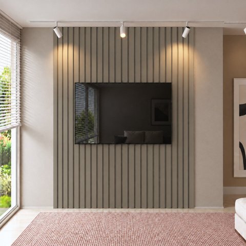 Painel para TV até 85 Polegadas Ripado MDF 270CMX240CM Cinza