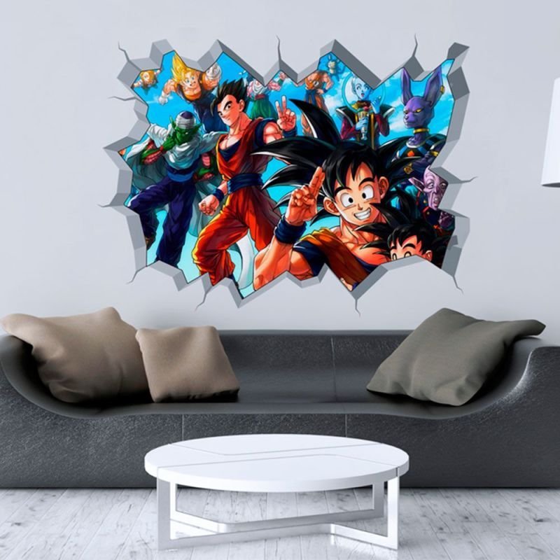 Adesivo 3d De Buraco Na Parede Dragon Ball Z Desenho Animado Decoração  Quarto Infantil